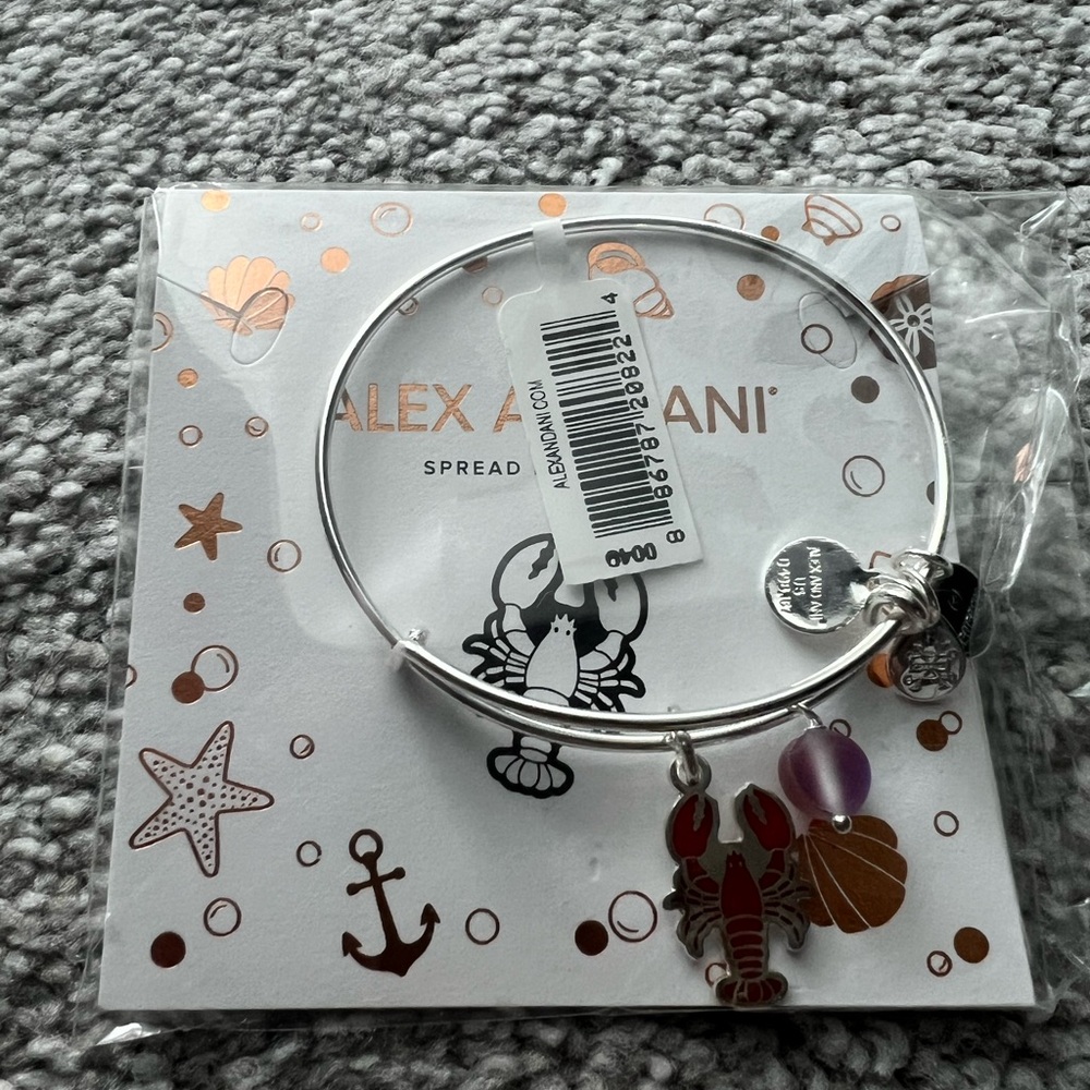 Alex and Ani Silver Charm Bracelet with Lobster and Shell